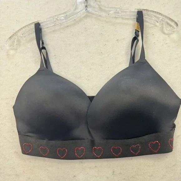 NEW - Victoria's Secret PINK Wear Everywhere Push Up Bra Size 36D Black Hearts - Picture 11 of 11